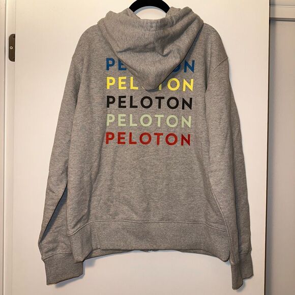 Peloton Rainbow Graphic Full Zip Gray Hoodie Size Medium NWT - Picture 1 of 6